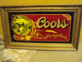 Vintage Adolph Coors Mirror 29 X17 in solid wood frame (rare)