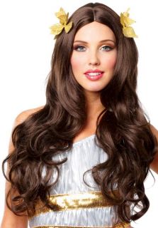 Sexy Roman Greek Goddess Long Brown Hair Costume Wig