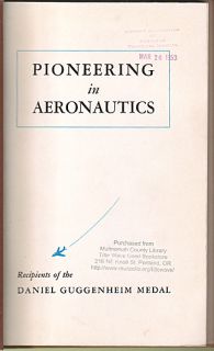PIONEERING IN AERONAUTICS Guggenheim Medal 1952 Lindbergh Wright 