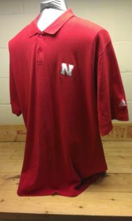 Nebraska Huskers Adidas Football Polo Shirt Big 10 Cotton X Large NCAA 