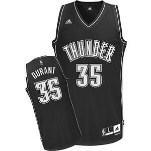Adidas OKC Oklahoma City Thunder Kevin Durant Black and White Swingman 