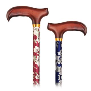 New Fashion Floral Cane Adjustable Walking Aid Blue Red
