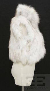 Adrienne Landau White and Tan Fox Fur Vest Size Small