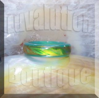Green Agate Stone Mood Ring Band Color Changing Gemstone Box Size 5 6 