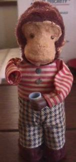 Vintage Wind Up Thirsty Monkey Drinking Milk Alps Toy 1950s
