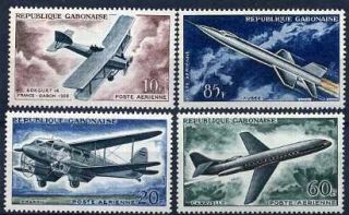 aircrafts aviation space gabon mnh mint never hinged complete set of 