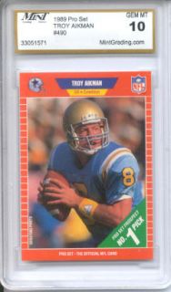 Troy Aikman 1990 Topps MGS 10 Super Rookie Cowboys Gem