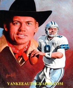 troy aikman cowboys leon wolf hand painted 16 x 20