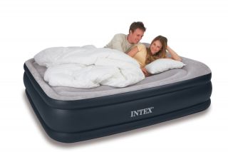 New Intex Queen Raised Airbed Air Mattress Bed w Built in Pump Pillow 