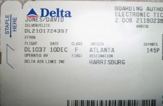   Davy Jones Personal Used Delta Airlines Boarding Pass Very RARE