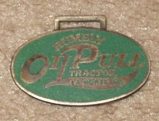   Rumely Oil Pull Tractor Advertising Watch Fob Brass Agriculture