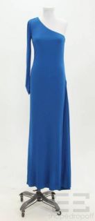AKRIS Punto Blue Matte Jersey One Shoulder Dress Size US4