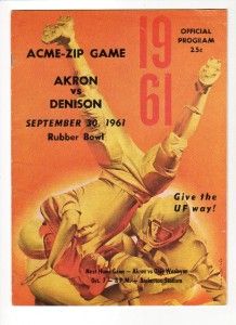 1961 Akron Zips V Denison Big Red Football Prog Keller Cover Acme Zip 