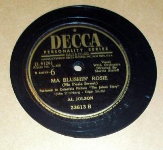 Al Jolson MA Blushin Rosie 78 Decca Record Set 4