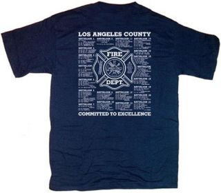 Los Angeles Co Fire Battalions 1 thru 21 T Shirt L