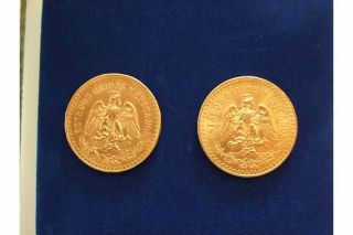 Two Authentic 50 Pesos Gold Centenario Coins 1947 2 4 oz 75 G 