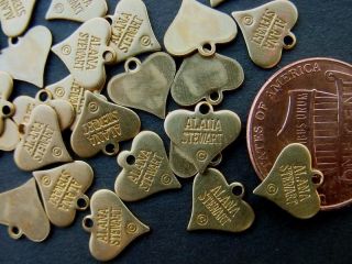 Vintage Aged Brass Alana Stewart Heart Tag Charms Findings