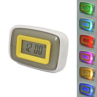 Sound Vibration Control 7 Color Changing Alarm Clock w Thermometer