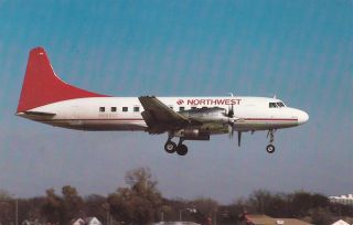 Airplane NORTHWEST Airlines Convair CV 580 Postcard Aircraft Passenger 