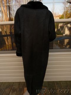 54 Authentic Black Shearling Sheepskin Fur Coat Sz 14
