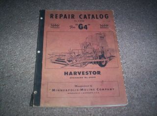 Vintage Minneapolis Moline G4 Harvestor Combine Parts Repair Catalog 
