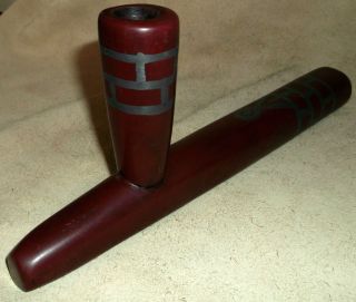 Old Catlinite Pipestone Indian Artifact Lead Inlaid Peace Pipe Very 