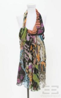 Alberta FERRETTI Multicolor Print Silk Draped Halter Dress Size US 6 