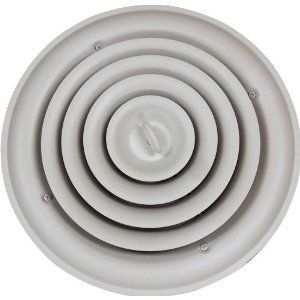    Grille SG RCR 12 12 Inch Round White Ceiling Air Vent Register   F
