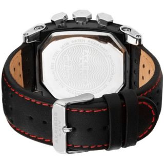Akribos XXIV AK415BK Swiss Quartz Chronograph Leather Strap Mens Watch 