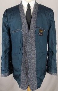 46 R Hunt Valley Navy Blue Gray Wool Tweed 2 B Sport Coat Jacket Suit 