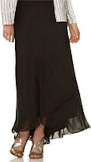 Alex Evenings Black Chiffon Long Tiered Skirt Size XL