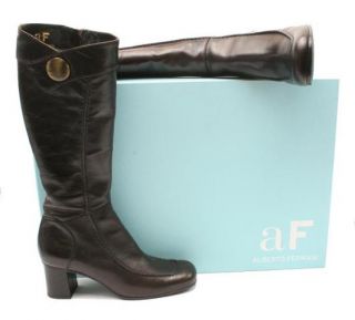 New $658 Alberto FERMANI Brown Square Toe Zippered Boot