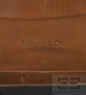 Tiffany Co Golden Brass Round Travel Alarm Clock Leather Case