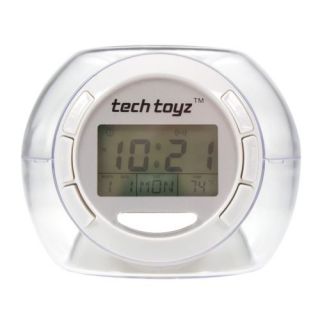 Tech Toyz LCD Natural Sound Color Light Alarm Clock Round Date Time 