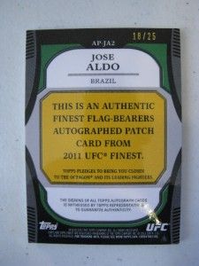 2011 Topps Finest Certified Jose Aldo Autograph Patch Card 18/25