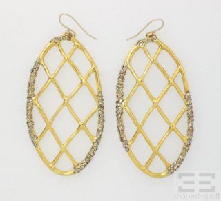 Alexis Bittar Gold Lattice Crystal Embellished Dangle Earrings
