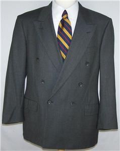 42R Perry Ellis Charcoal Brown Tweed DB Sport Coat Jacket Suit Blazer 