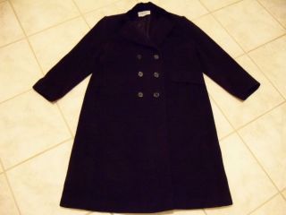 Womens Albert Nipon Boutique Wool Coat Size 14 Black Long Velvet 