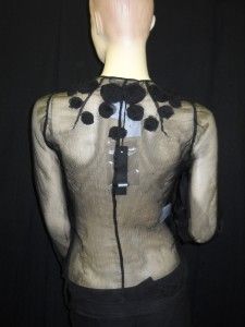 nwt alessandro dell acqua black silk blouse top 8 $ 950