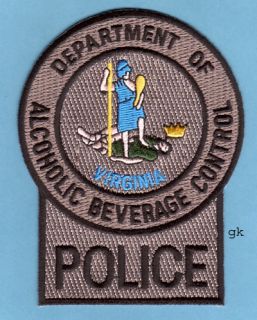 virginia alcoholic beverage control police patch unused 4 1 2 top to 