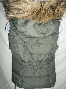 Abercrombie Fitch Juniors Alexa Faux Fur Toggle Down Vest Olive Green 
