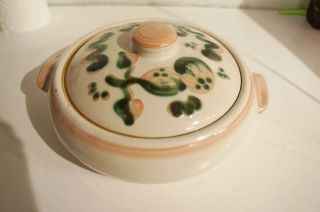   Painted Lidded Ceramic Casserole Dish by Mary Alice M A Hadley