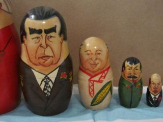 Mockba 7 Russian Leaders Nesting Dolls Signed 1994