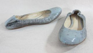 Alexandre Birman Light Gray Snake Skin Ballet Flat Shoe 7