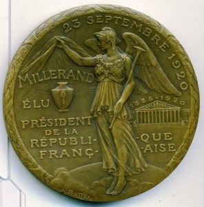 Bronze Medal by L Bottee Alexandre Millerand President