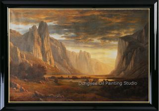 Repro Of Albert Bierstadt Looking Down Yosemite Huge Art Landscape 