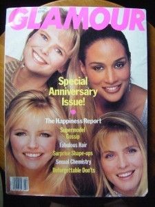 Glamour Magazine Apr 1989 Christie Brinkley Kim Alexis