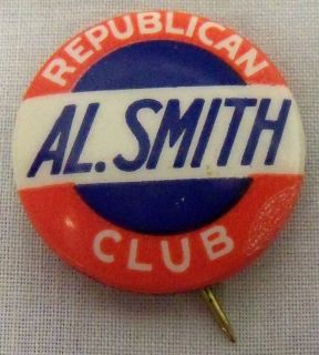    Campaign Pin Pinback Button Political Election Badge AL ALFRED SMITH