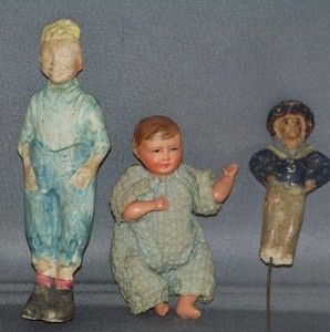 Celluloid Baby Doll Bisque Figurine Plaster Figure 3 Antique Treasures 