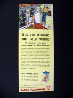 Alcoa Aluminum Windows Man Painting House 1950 Print Ad